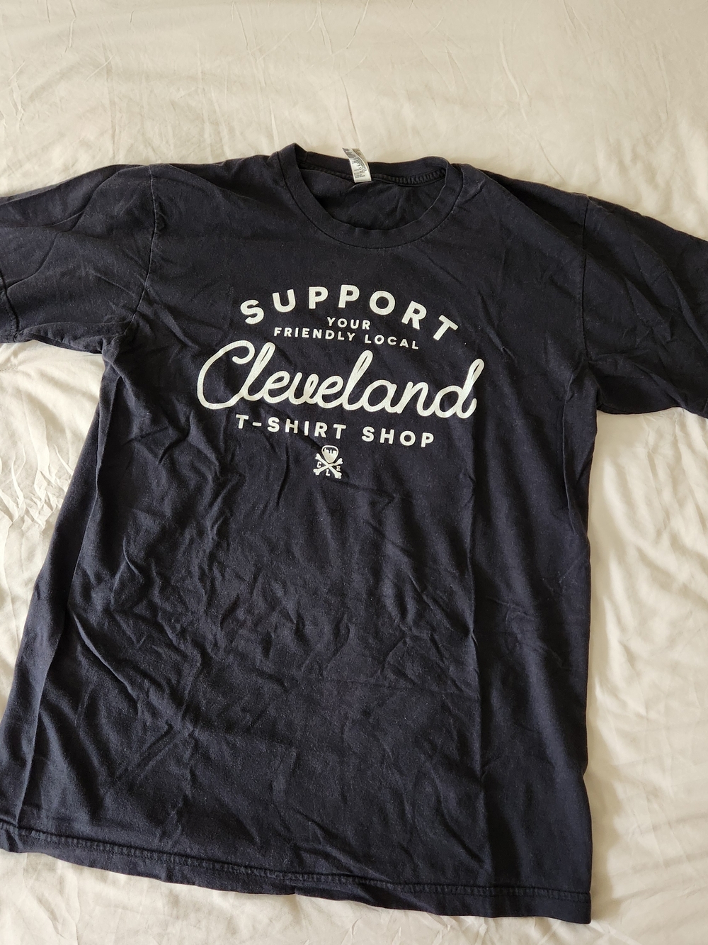 Support Cleveland T-Shirt - Black with Off White Print